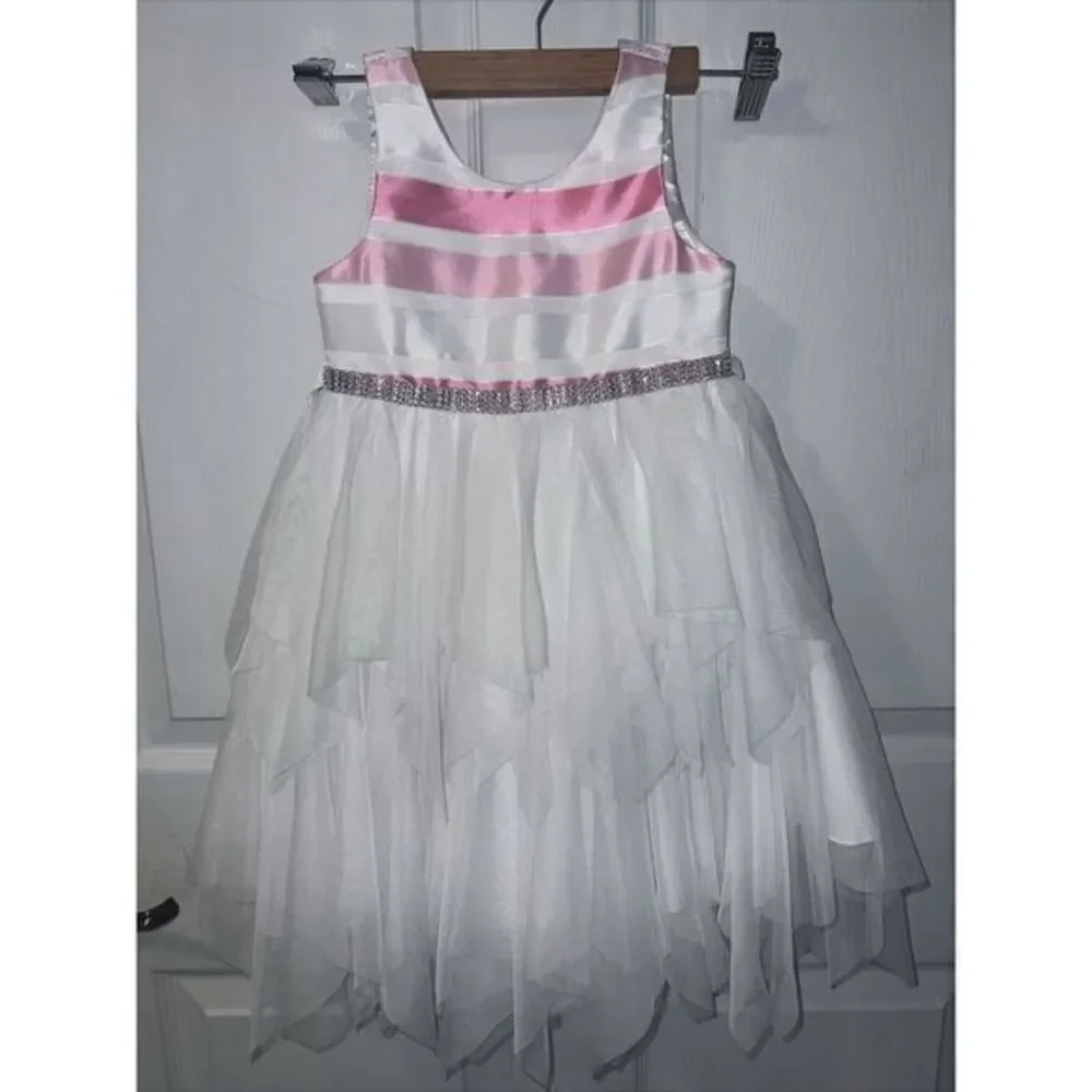 Girls Couture‎ Princess Dress Flower Girl White Tulle Sequins Bling Formal Sz 4T
